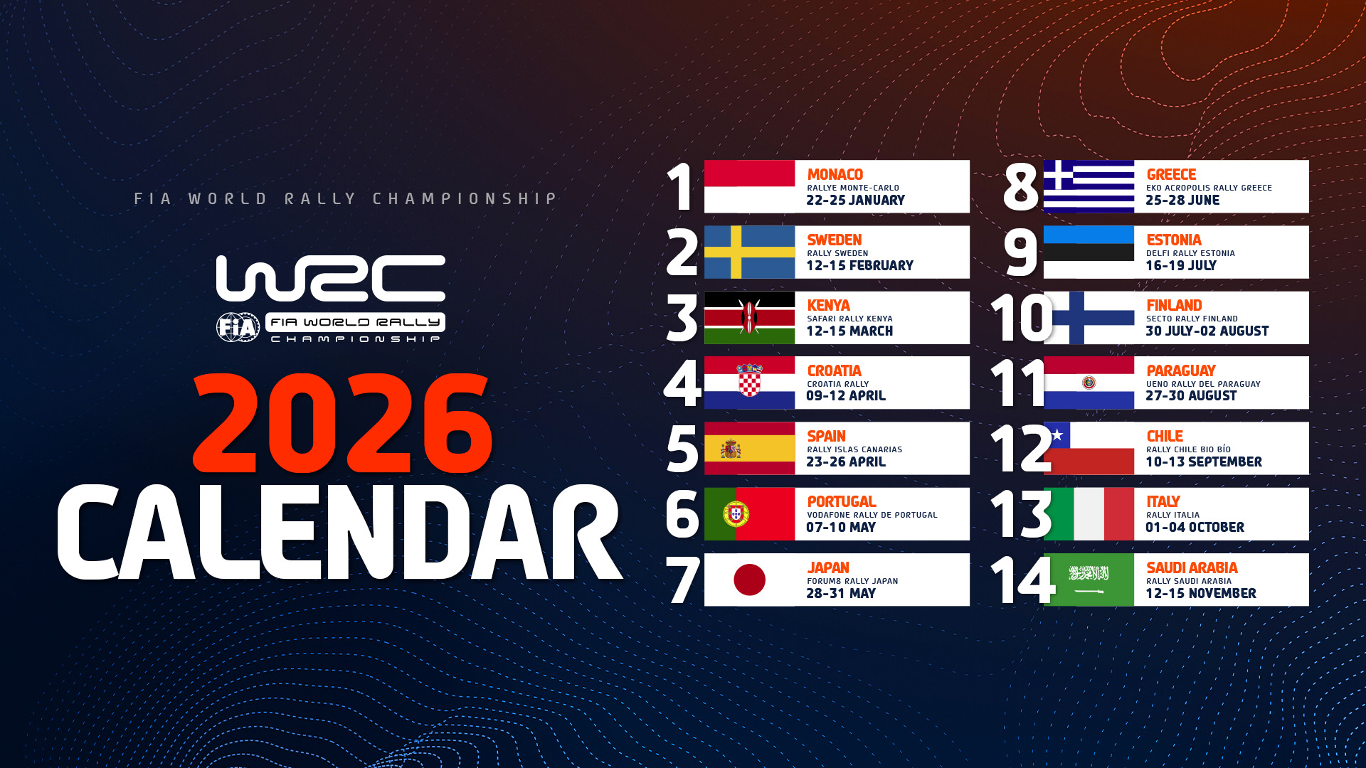 2026 FIA World Rally Championship calendar revealed - 2
